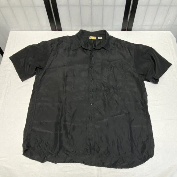 Creative Edge Vintage Short Sleeve Washable Silk Button Front Collared Shirt L - Picture 7 of 12